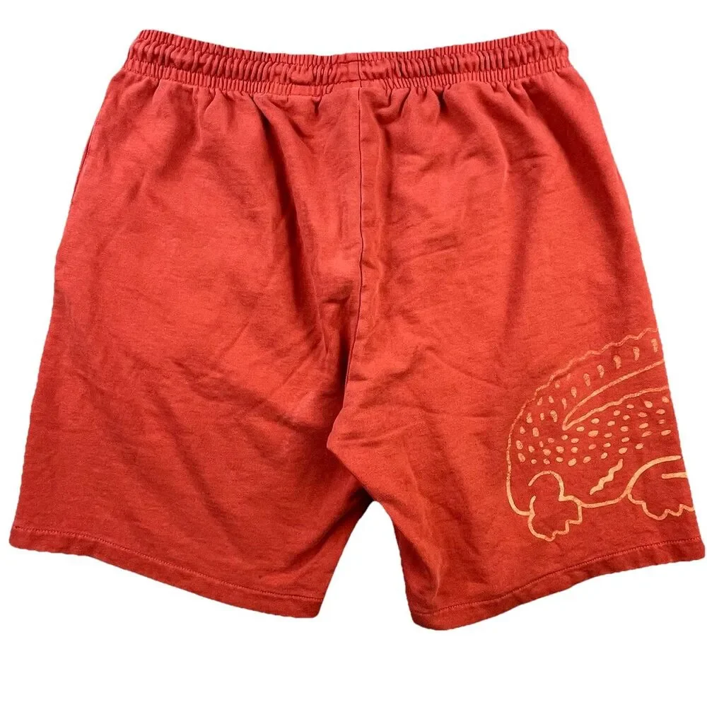 Lacoste Logo Sweat Shorts Mens M Orange Big Croc French Terry Athletic Pockets - Picture 8 of 14